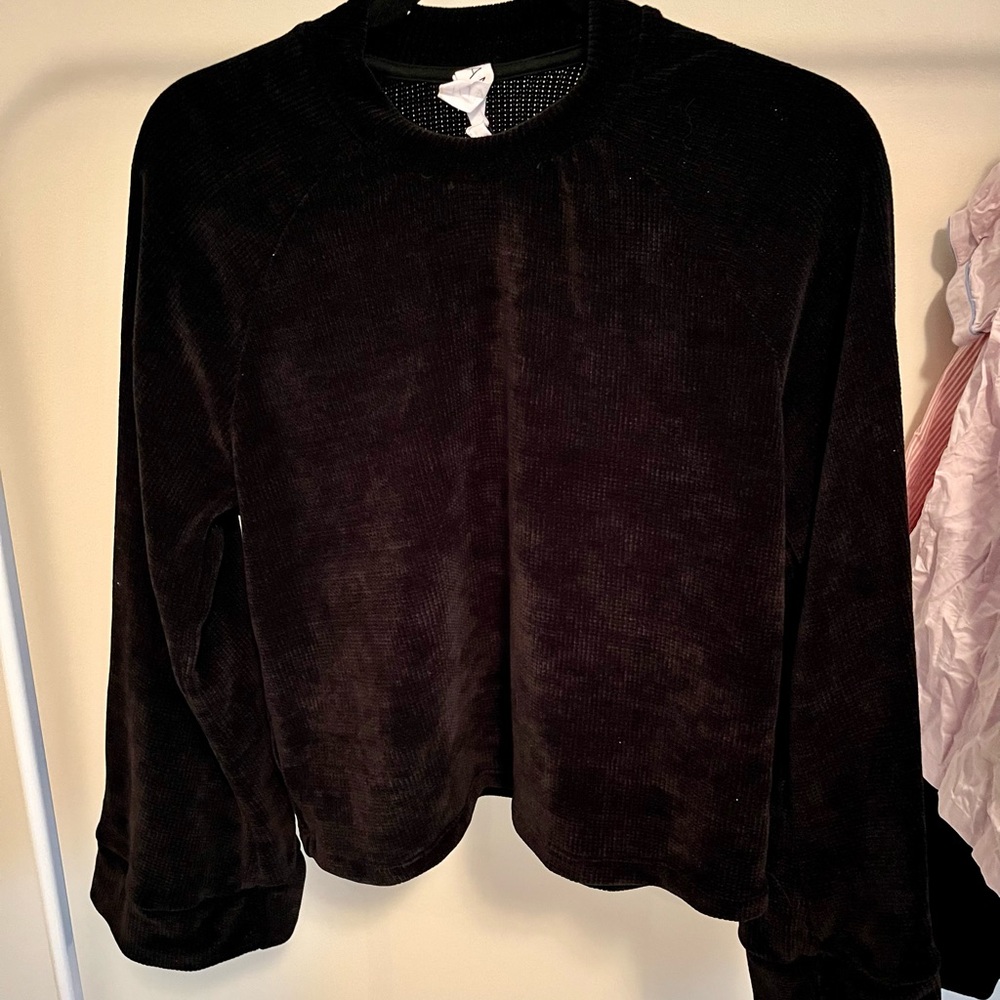 Anthropologie Bell Sleeve Chenille Black Top